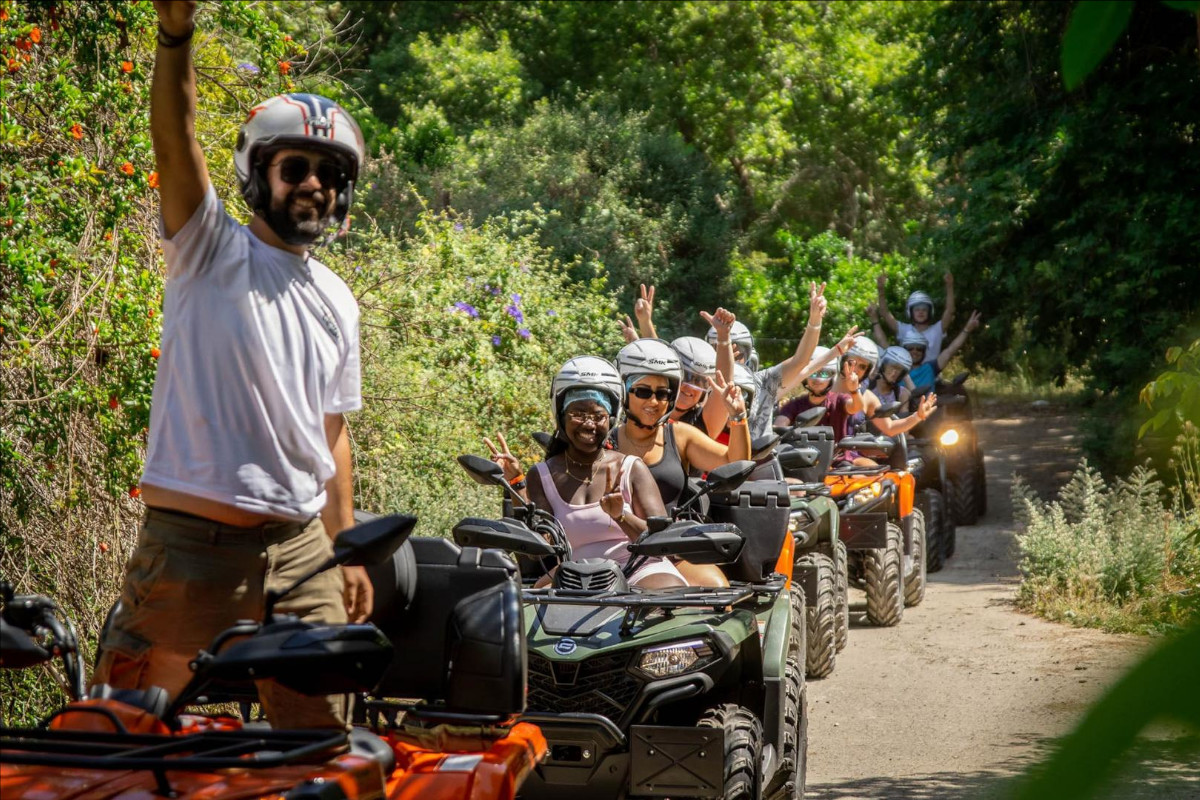 From Hersonissos: 6-Hour Off-Road Adventure, Monastery, Cave & Beach Escape with optional Hotel Transfer